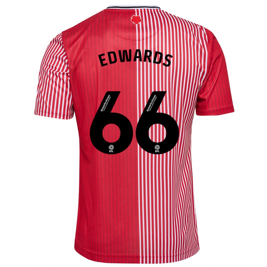 キッズフットボールダイアモンド・エドワーズ#66赤ホームシャツ2023/24ジャージーユニフォーム