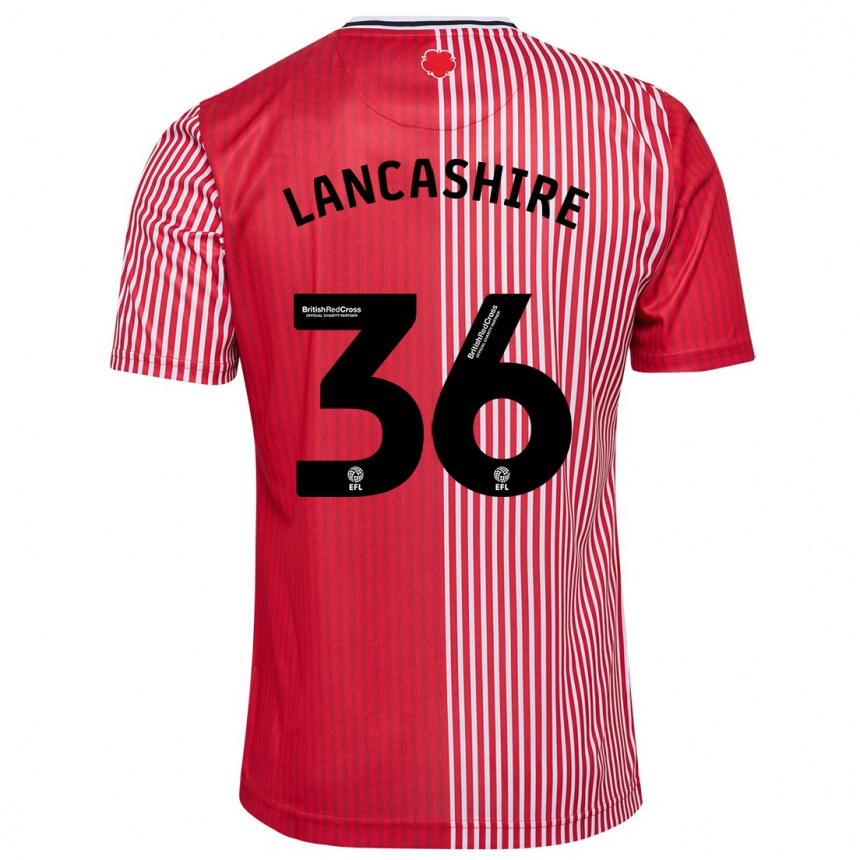 キッズフットボールオリー・ランカシャー#36赤ホームシャツ2023/24ジャージーユニフォーム