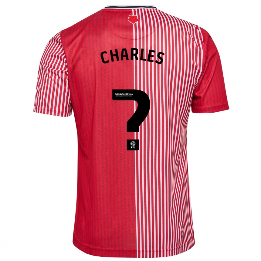 キッズフットボールブランドン・チャールズ#0赤ホームシャツ2023/24ジャージーユニフォーム