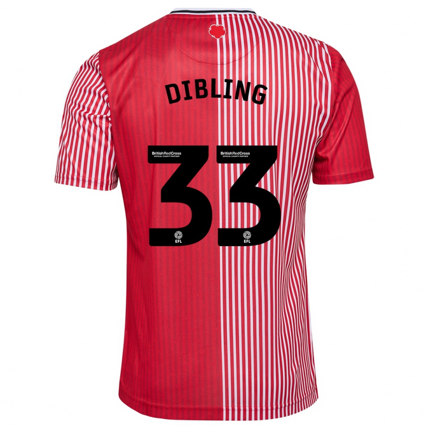 キッズフットボールタイラー・ディブリング#33赤ホームシャツ2023/24ジャージーユニフォーム