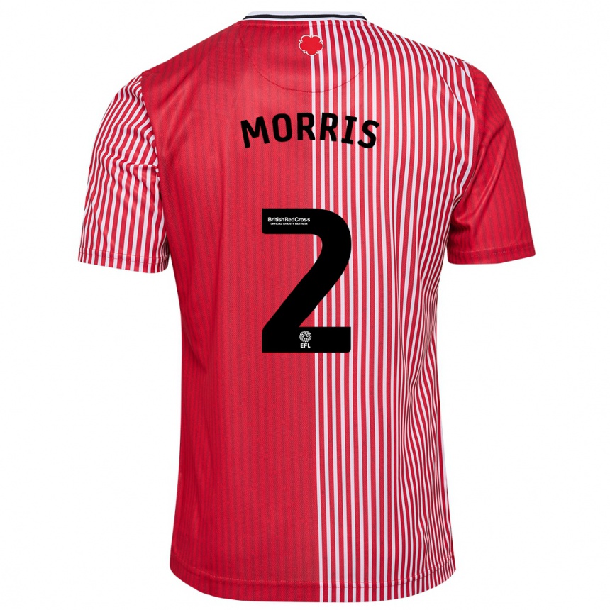 キッズフットボールエラ・ベス・モリス#2赤ホームシャツ2023/24ジャージーユニフォーム