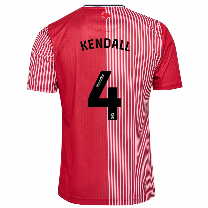 キッズフットボールルチア・シャーロット・ケンドール#4赤ホームシャツ2023/24ジャージーユニフォーム