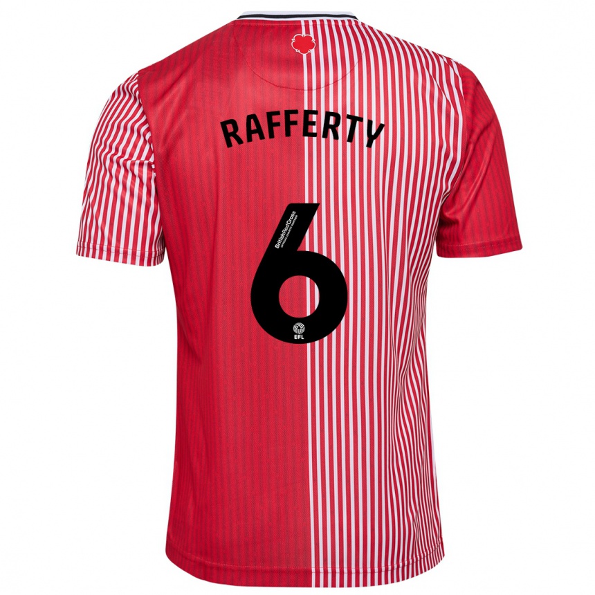 キッズフットボールローラ・ラファティ#6赤ホームシャツ2023/24ジャージーユニフォーム
