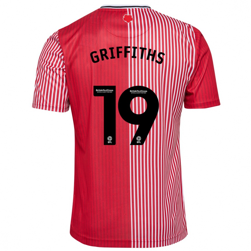 キッズフットボールアリス・グリフィス#19赤ホームシャツ2023/24ジャージーユニフォーム