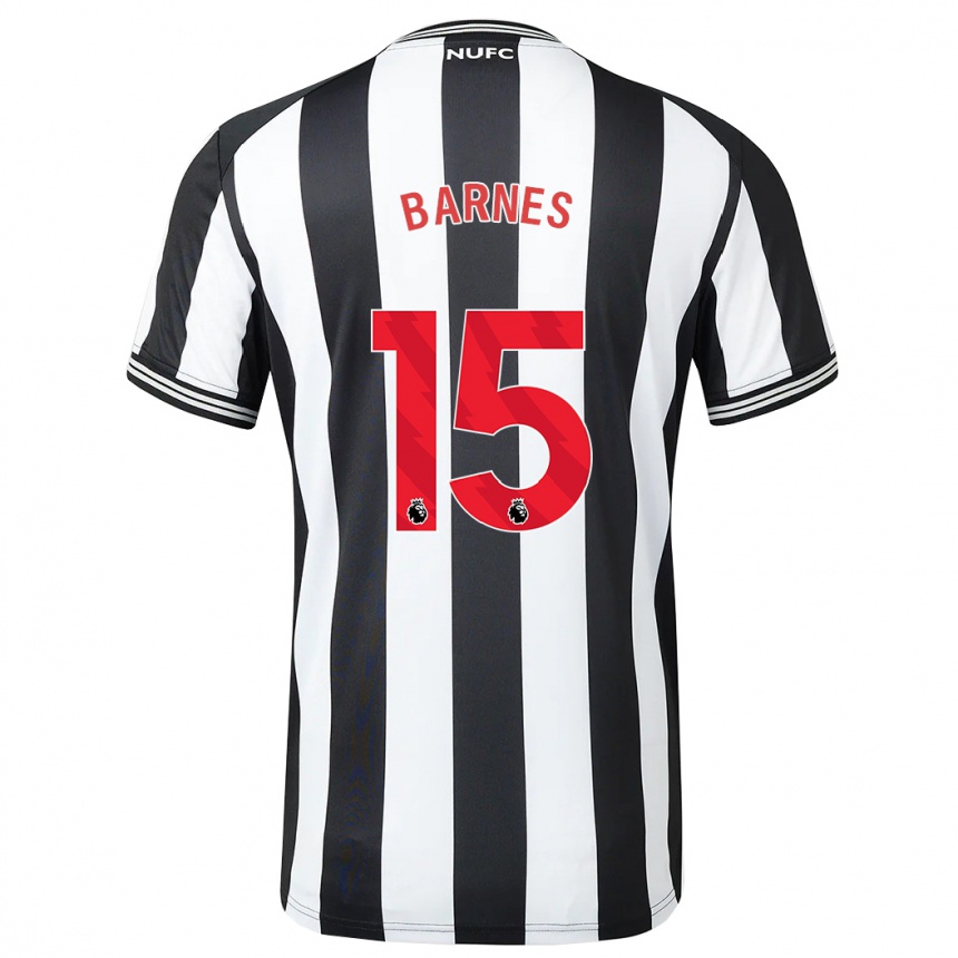 キッズフットボールハーヴィー・バーンズ#15黒、白ホームシャツ2023/24ジャージーユニフォーム