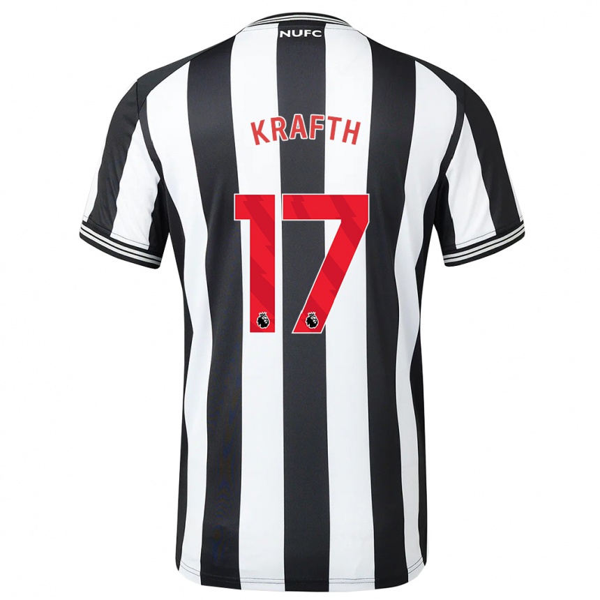 キッズフットボールエミル・クラフト#17黒、白ホームシャツ2023/24ジャージーユニフォーム
