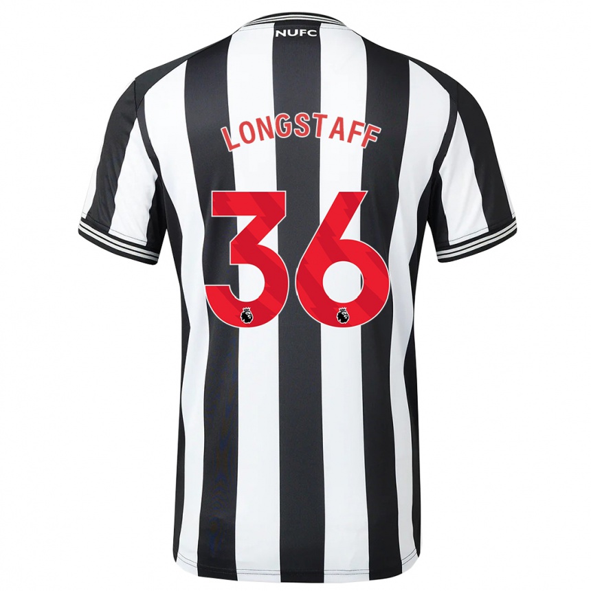 キッズフットボールショーン・ロングスタッフ#36黒、白ホームシャツ2023/24ジャージーユニフォーム