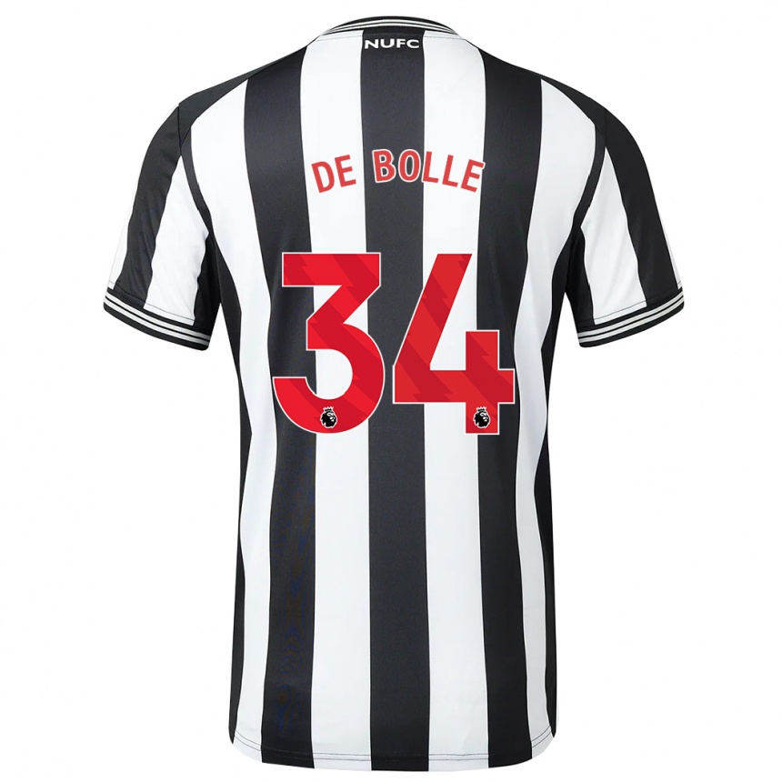 キッズフットボールルーカス・デ・ボッレ#34黒、白ホームシャツ2023/24ジャージーユニフォーム