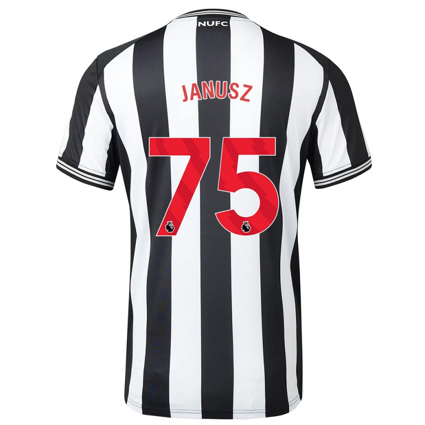 キッズフットボールエイドリアン・ヤヌシュ#75黒、白ホームシャツ2023/24ジャージーユニフォーム