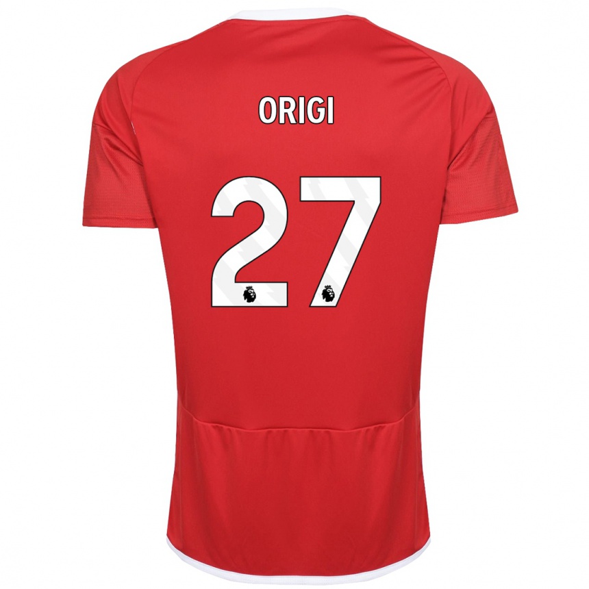 キッズフットボールディヴォック・オリジ#27赤ホームシャツ2023/24ジャージーユニフォーム