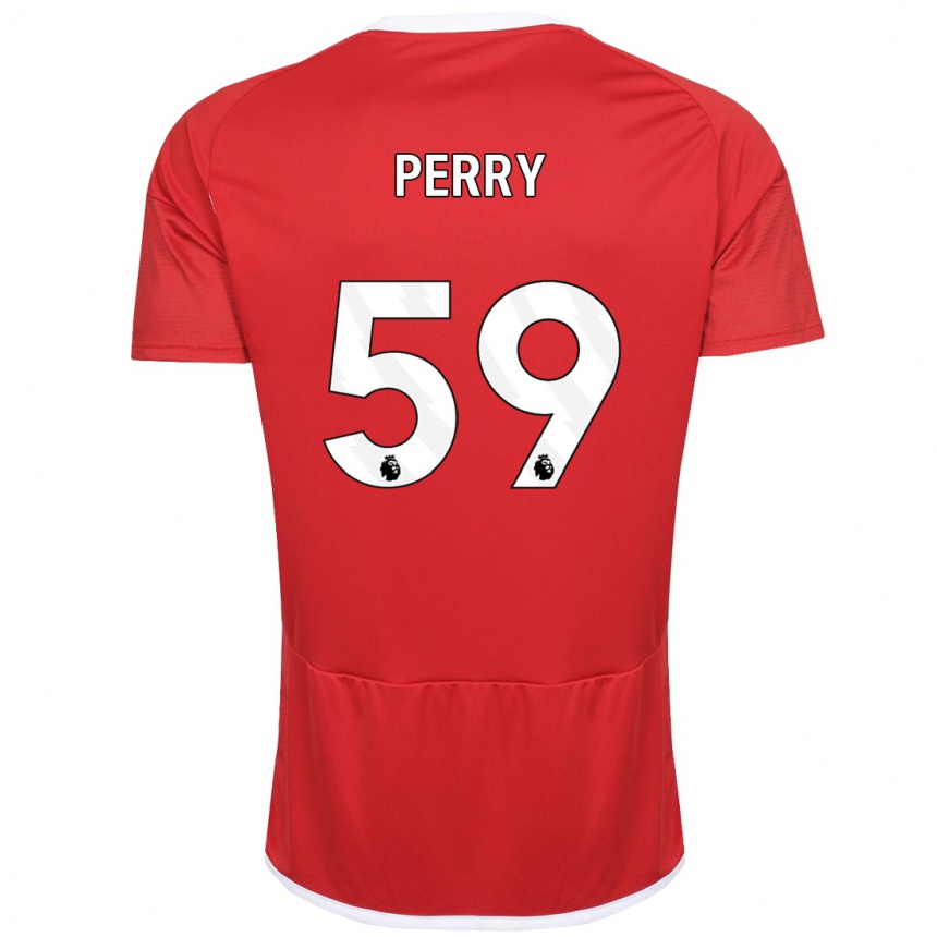 キッズフットボールベン・ペリー#59赤ホームシャツ2023/24ジャージーユニフォーム