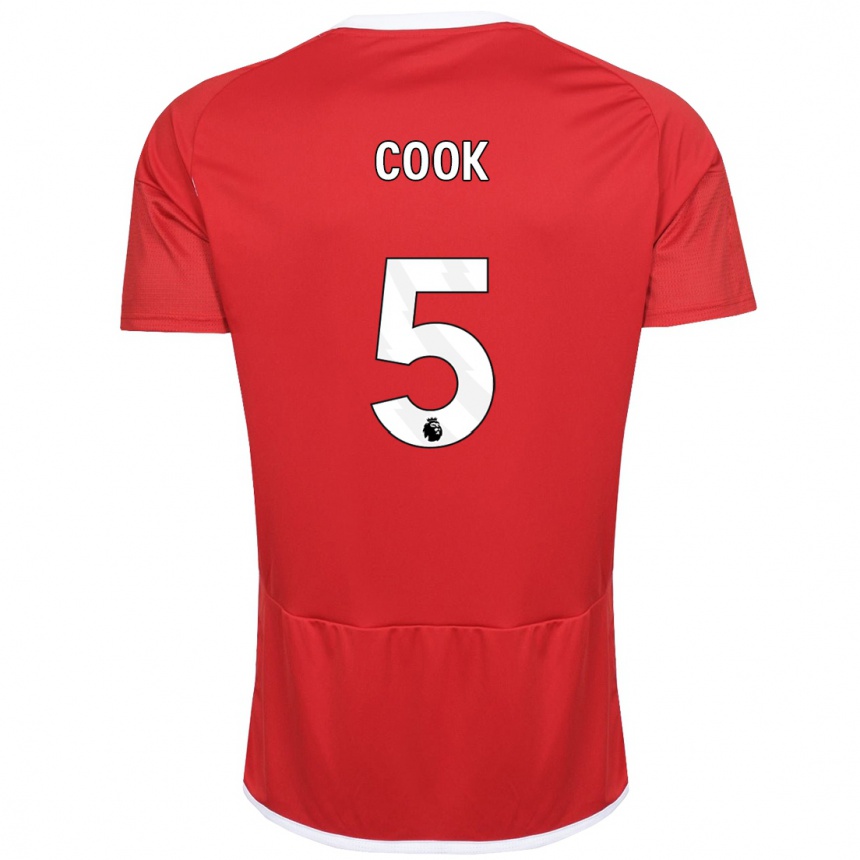 キッズフットボールオリビア・クック#5赤ホームシャツ2023/24ジャージーユニフォーム