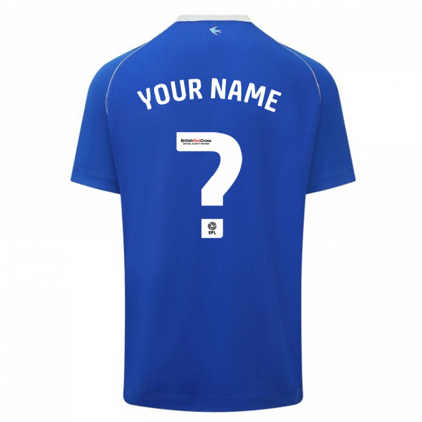 キッズフットボールあなたの名前#0青ホームシャツ2023/24ジャージーユニフォーム