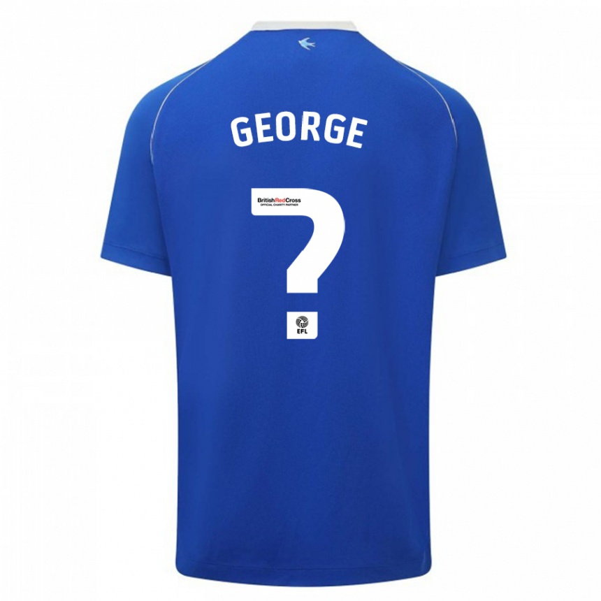 キッズフットボールトレイ・ジョージ#0青ホームシャツ2023/24ジャージーユニフォーム