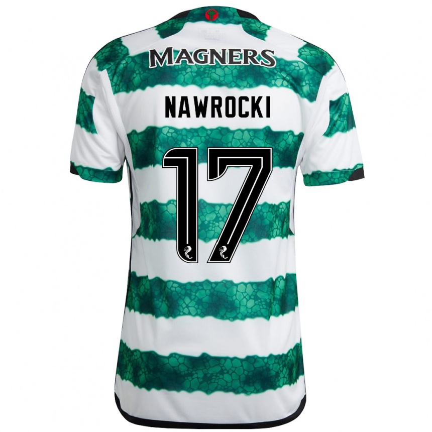 キッズフットボールマイク・ナヴロツキ#17緑ホームシャツ2023/24ジャージーユニフォーム