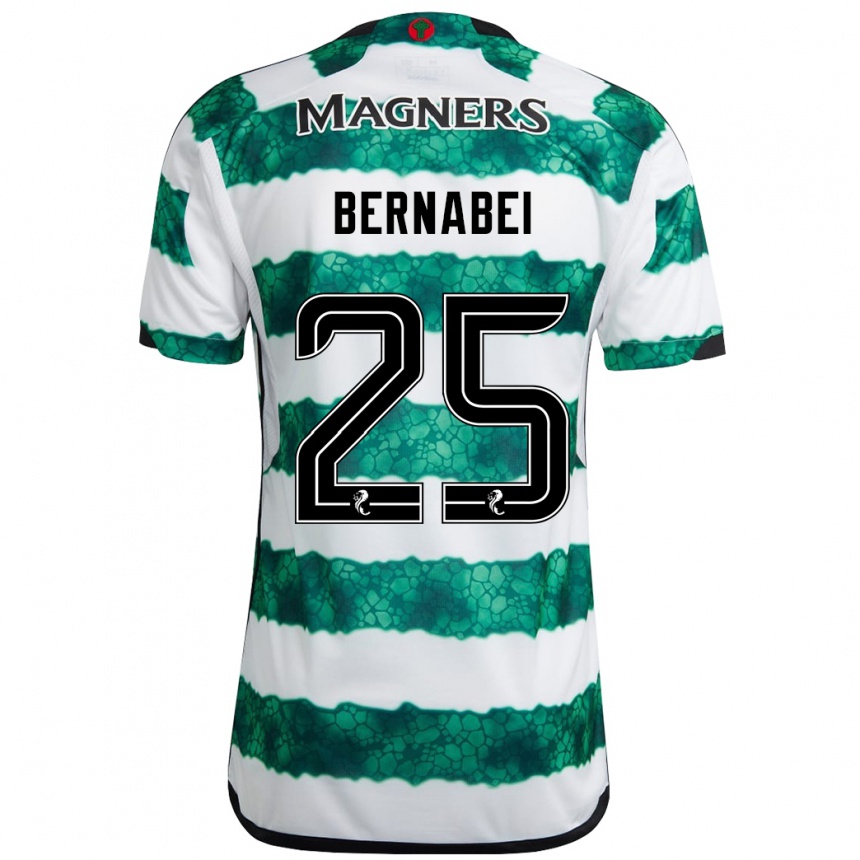 キッズフットボールアレッサンドロ・ベルナベイ#25緑ホームシャツ2023/24ジャージーユニフォーム