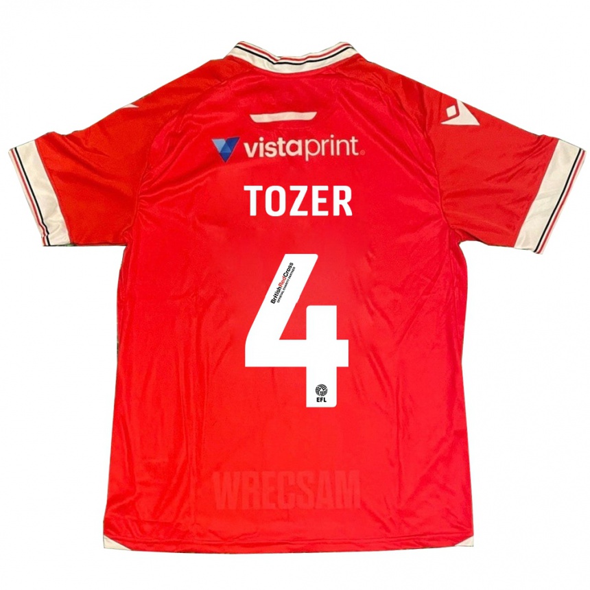 キッズフットボールベン・トーザー#4赤ホームシャツ2023/24ジャージーユニフォーム