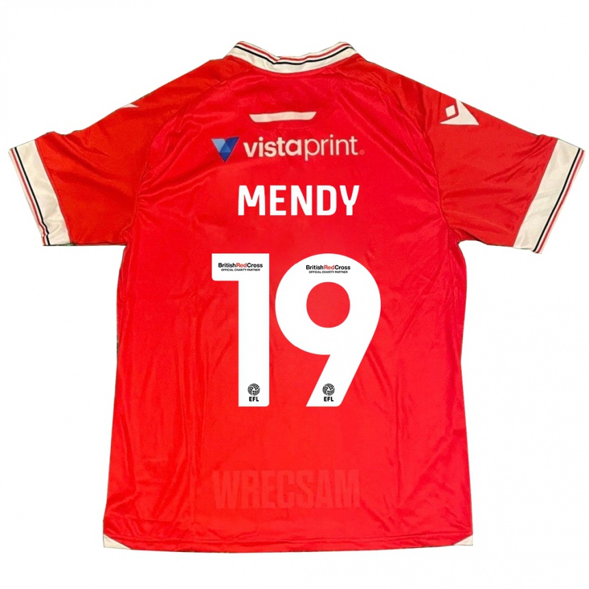 キッズフットボールジェイコブ・メンディ#19赤ホームシャツ2023/24ジャージーユニフォーム