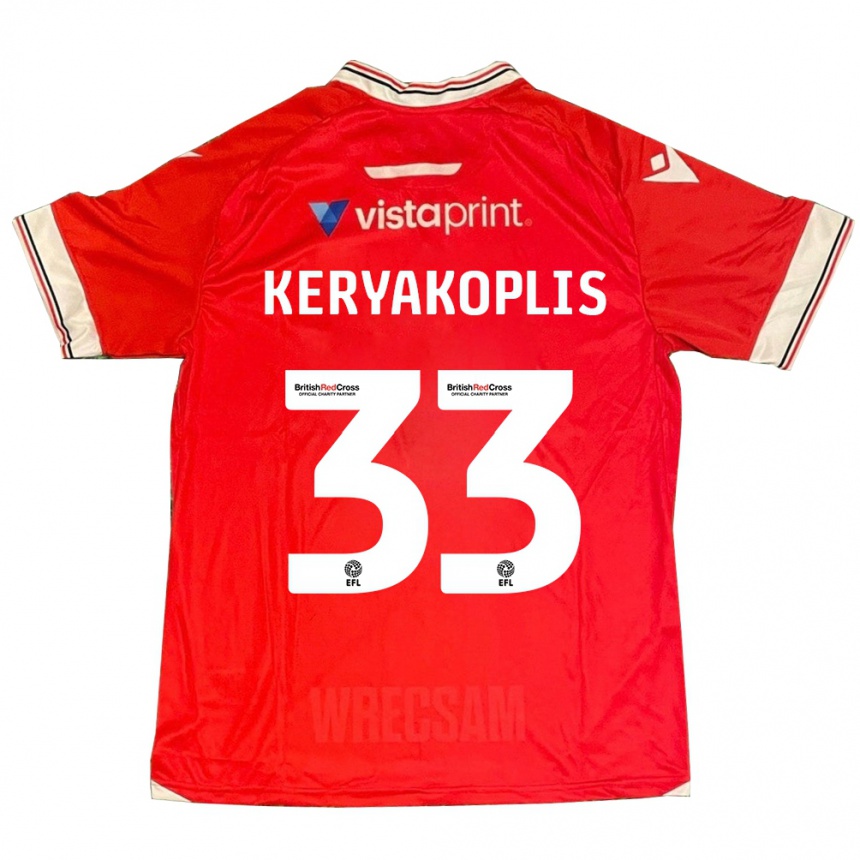 キッズフットボールハンナ・ケリャコプリス#33赤ホームシャツ2023/24ジャージーユニフォーム