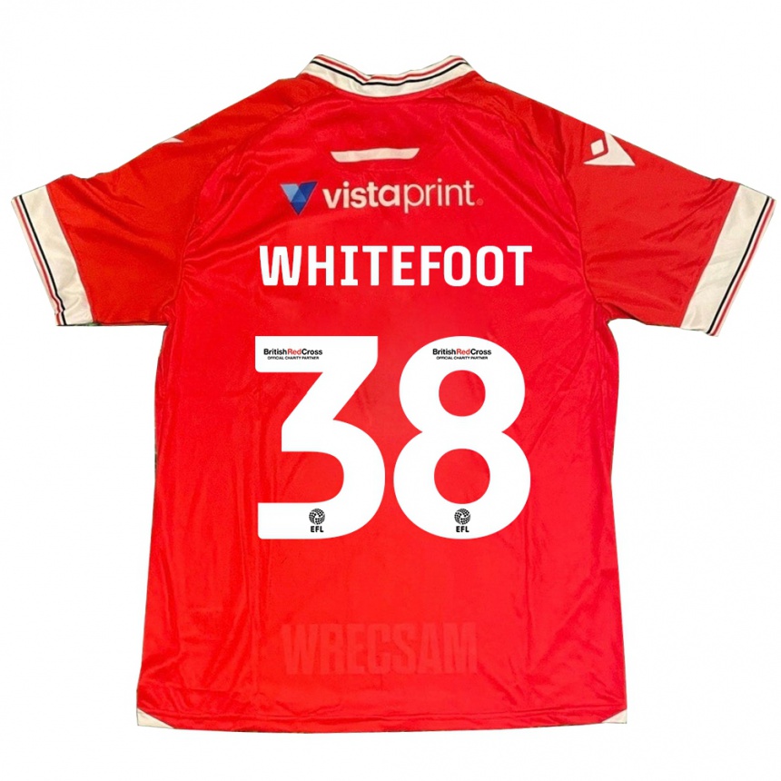 キッズフットボールリリー・ホワイトフット#38赤ホームシャツ2023/24ジャージーユニフォーム