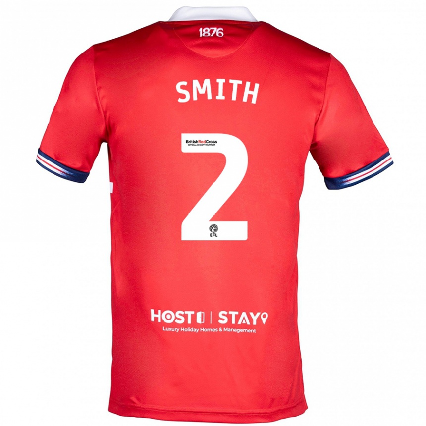 キッズフットボールトミー・スミス#2赤ホームシャツ2023/24ジャージーユニフォーム