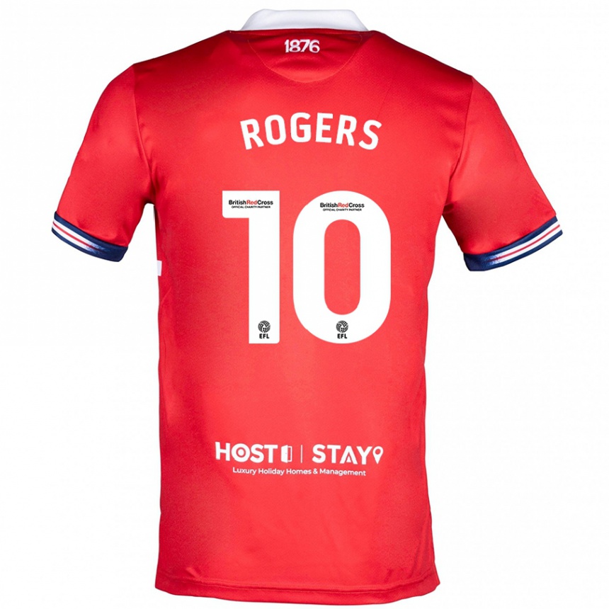 キッズフットボールモーガン・ロジャーズ#10赤ホームシャツ2023/24ジャージーユニフォーム