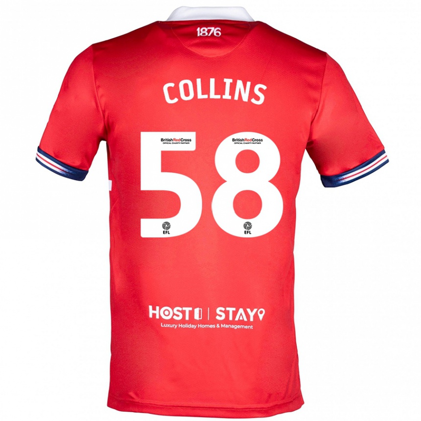 キッズフットボールサム・コリンズ#58赤ホームシャツ2023/24ジャージーユニフォーム