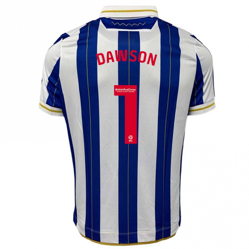 キッズフットボールキャメロン・ドーソン#1ブルーホワイトホームシャツ2023/24ジャージーユニフォーム