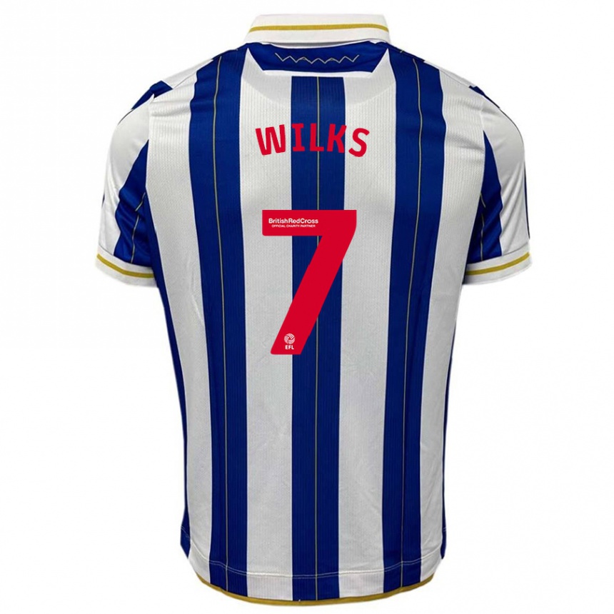 キッズフットボールマリック・ウィルクス#7ブルーホワイトホームシャツ2023/24ジャージーユニフォーム