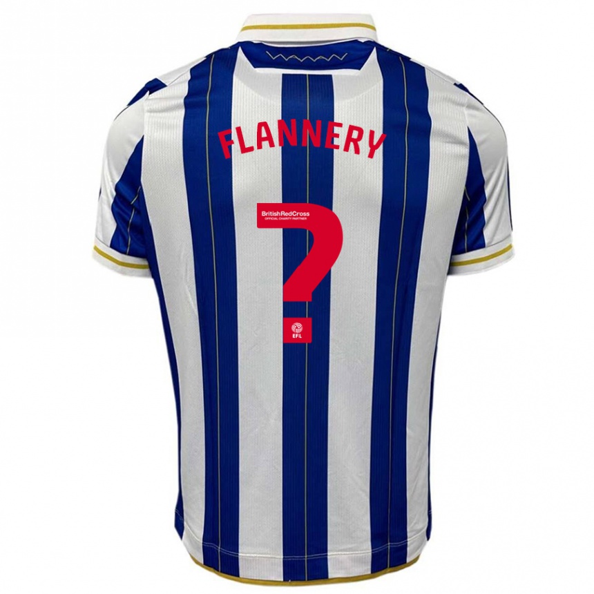 キッズフットボールキアン・フランネリー#0ブルーホワイトホームシャツ2023/24ジャージーユニフォーム