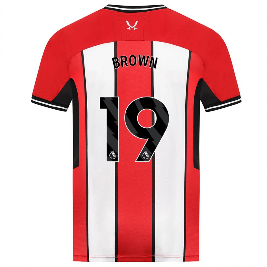 キッズフットボールアランタ・ブラウン#19赤ホームシャツ2023/24ジャージーユニフォーム