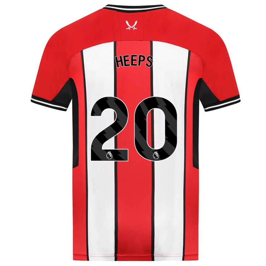 キッズフットボールエレノア・ヘップス#20赤ホームシャツ2023/24ジャージーユニフォーム
