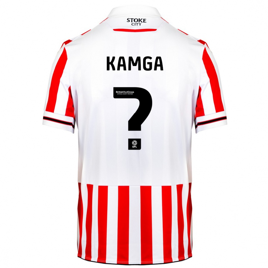 キッズフットボールイアン・カムガ#0赤白ホームシャツ2023/24ジャージーユニフォーム