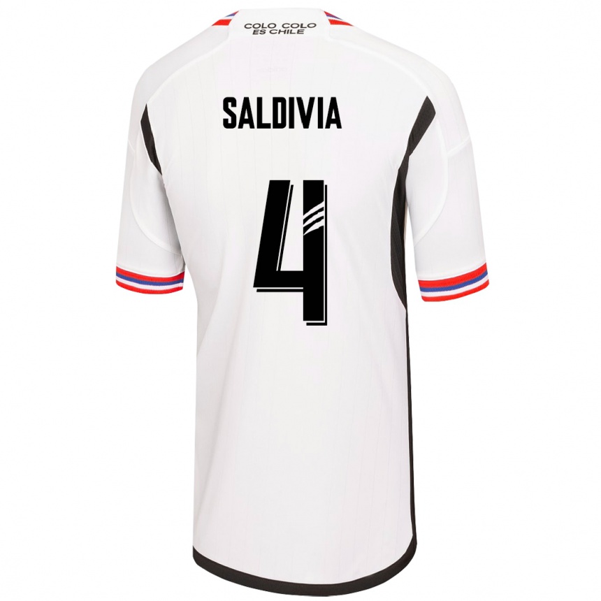 キッズフットボールアラン・サルディビア#4白ホームシャツ2023/24ジャージーユニフォーム