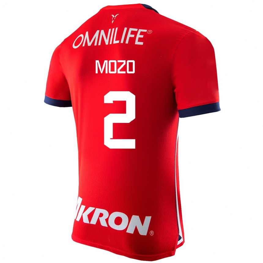 キッズフットボールアラン・モゾ#2赤ホームシャツ2023/24ジャージーユニフォーム