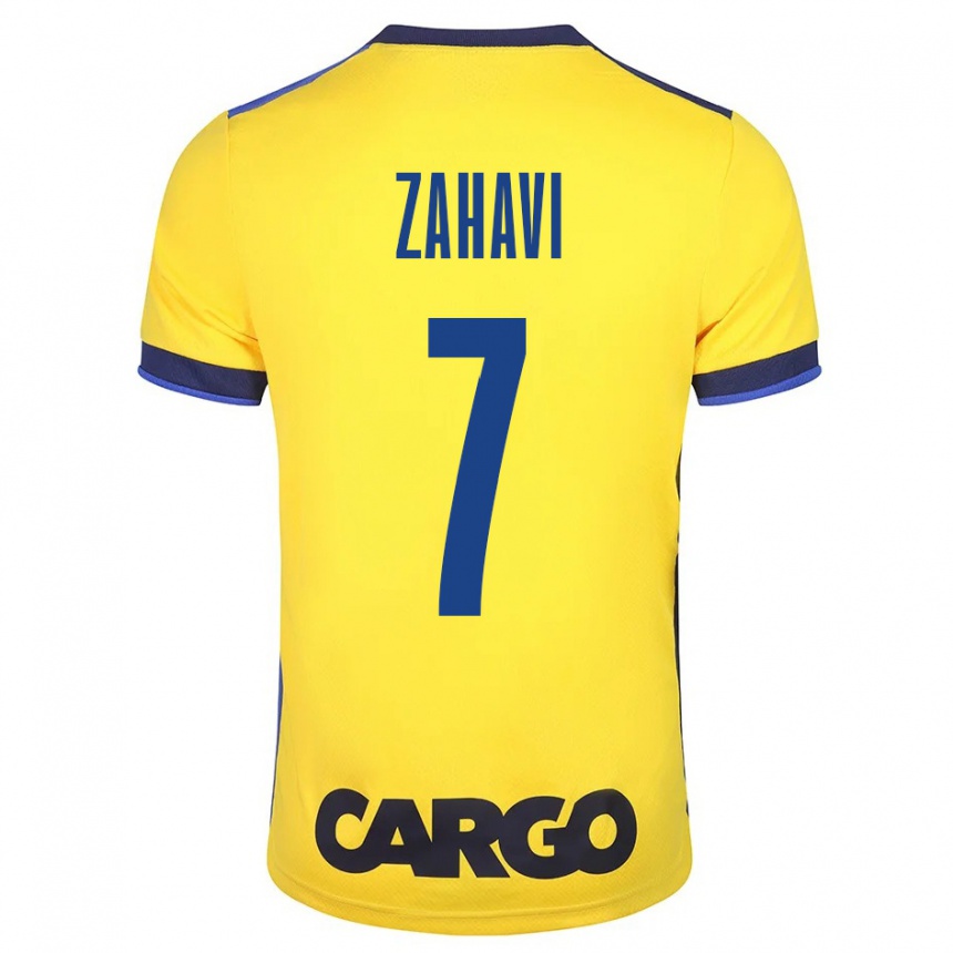 キッズフットボールエラン・ザハヴィ#7イエローホームシャツ2023/24ジャージーユニフォーム
