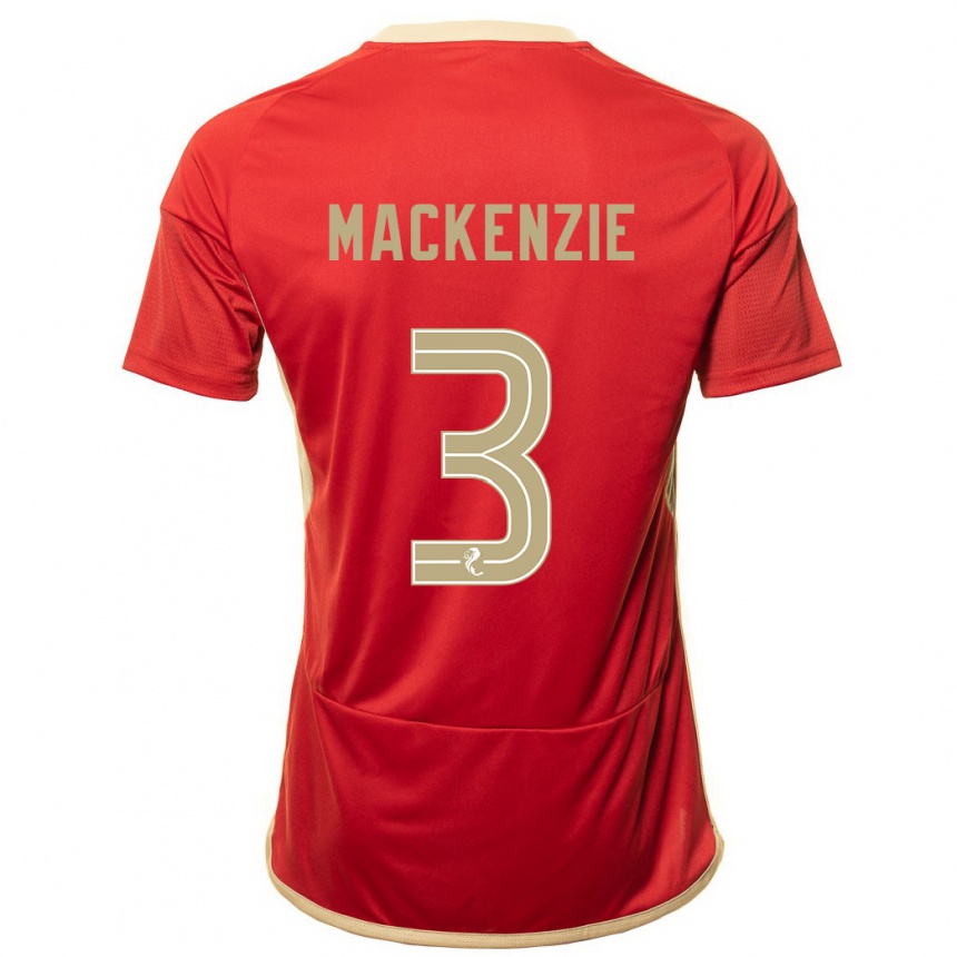 キッズフットボールジャック・マッケンジー#3赤ホームシャツ2023/24ジャージーユニフォーム