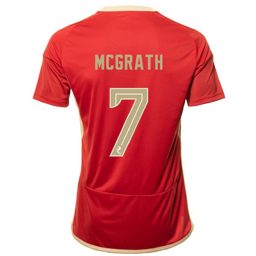 キッズフットボールジェイミー・マクグラス#7赤ホームシャツ2023/24ジャージーユニフォーム
