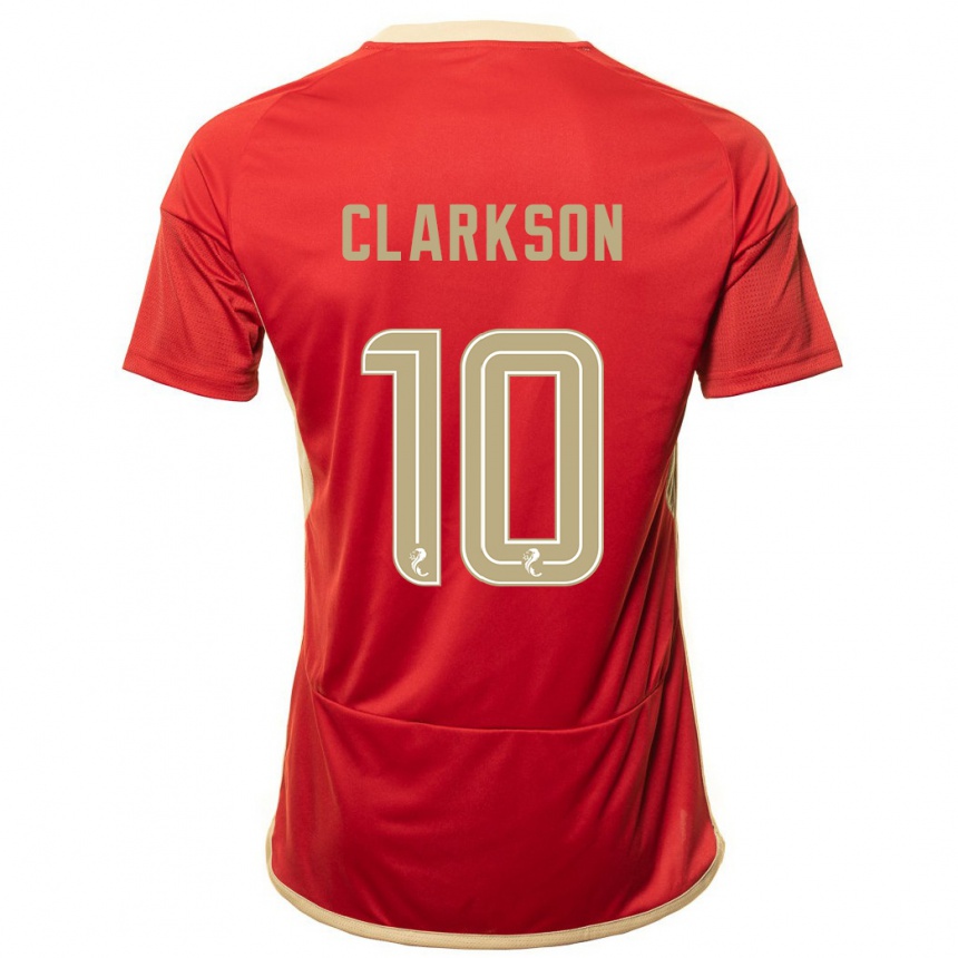 キッズフットボールレイトン・クラークソン#10赤ホームシャツ2023/24ジャージーユニフォーム