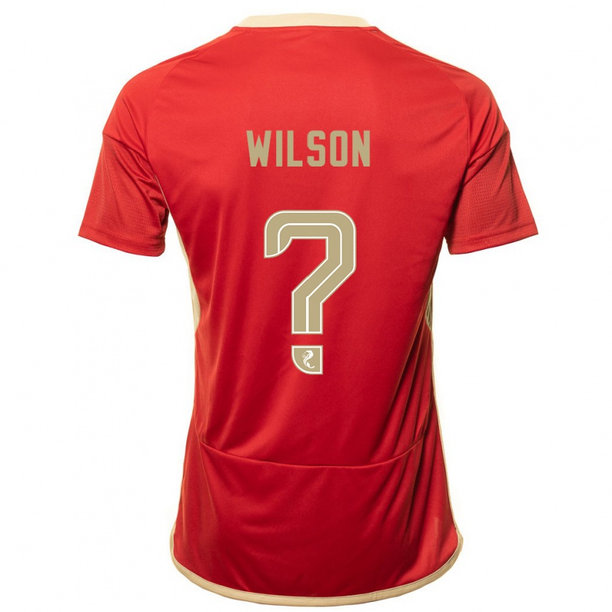 キッズフットボールキャメロン・ウィルソン#0赤ホームシャツ2023/24ジャージーユニフォーム