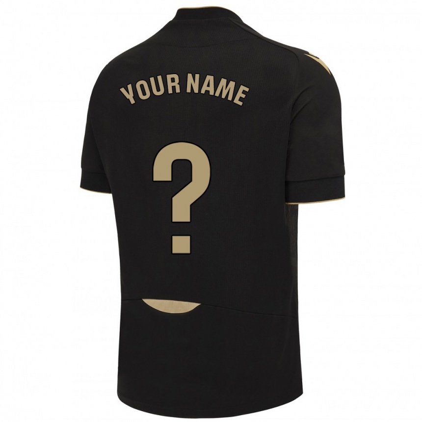 キッズフットボールあなたの名前#0黒アウェイシャツ2023/24ジャージーユニフォーム