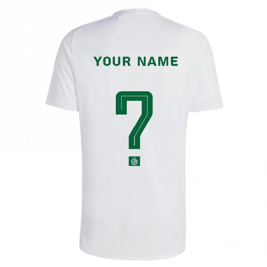 キッズフットボールあなたの名前#0緑青アウェイシャツ2023/24ジャージーユニフォーム