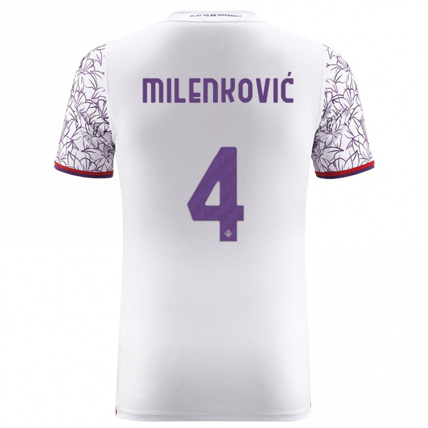 キッズフットボールニコラ・ミレンコヴィッチ#4白アウェイシャツ2023/24ジャージーユニフォーム