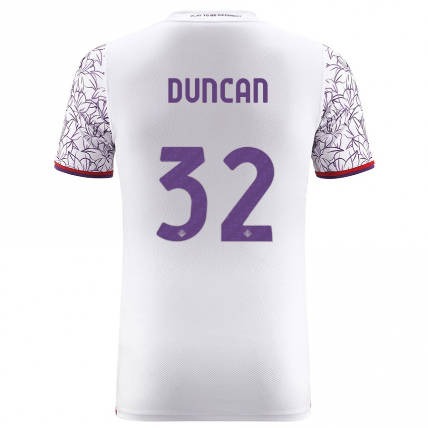 キッズフットボールアルフレッド・ダンカン#32白アウェイシャツ2023/24ジャージーユニフォーム