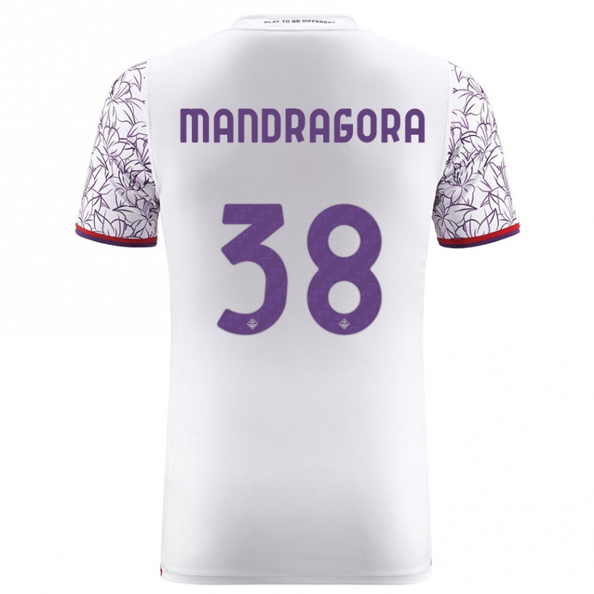 キッズフットボールロランド・マンドラゴラ#38白アウェイシャツ2023/24ジャージーユニフォーム