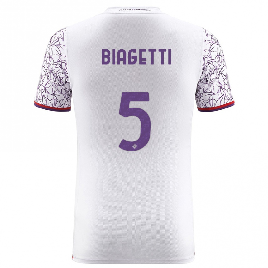 キッズフットボールクリスチャン・ビアゲッティ#5白アウェイシャツ2023/24ジャージーユニフォーム