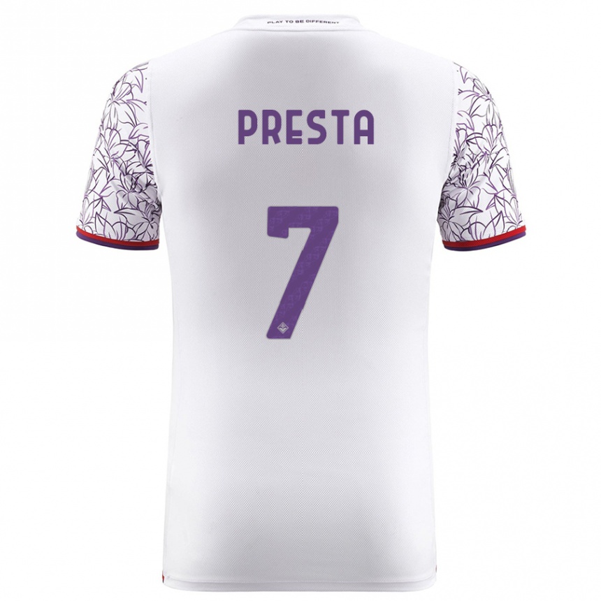 キッズフットボールフランチェスコ・プレスタ#7白アウェイシャツ2023/24ジャージーユニフォーム