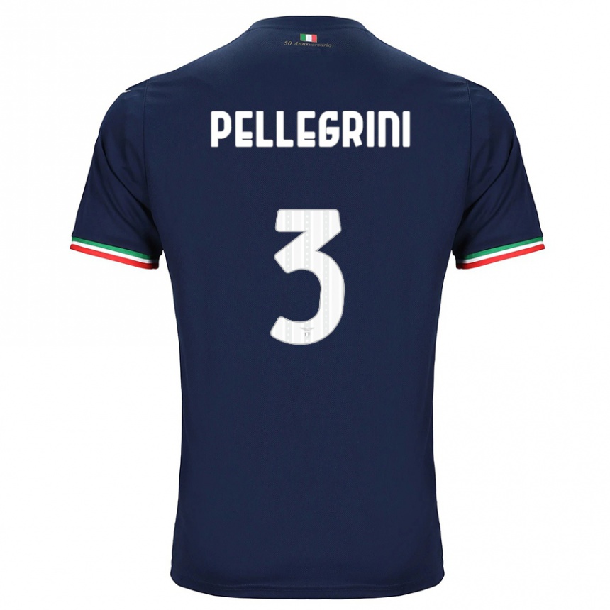 キッズフットボールルカ・ペッレグリーニ#3ネイビーアウェイシャツ2023/24ジャージーユニフォーム
