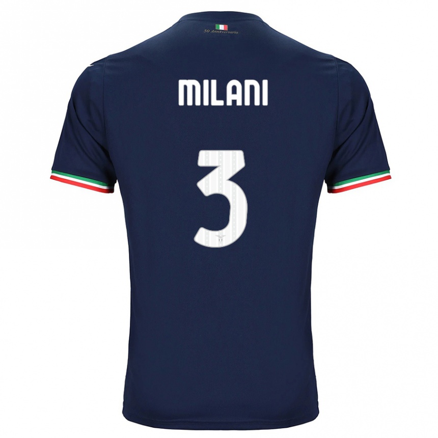 キッズフットボールアレッサンドロ・ミラニ#3ネイビーアウェイシャツ2023/24ジャージーユニフォーム