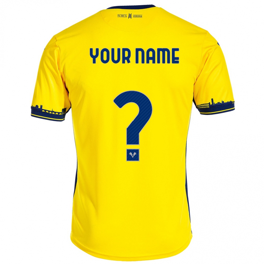 キッズフットボールあなたの名前#0イエローアウェイシャツ2023/24ジャージーユニフォーム
